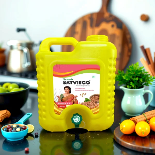 Namoh – Satvieco Cold-Pressed Filtered Groundnut Oil With Tap-15L